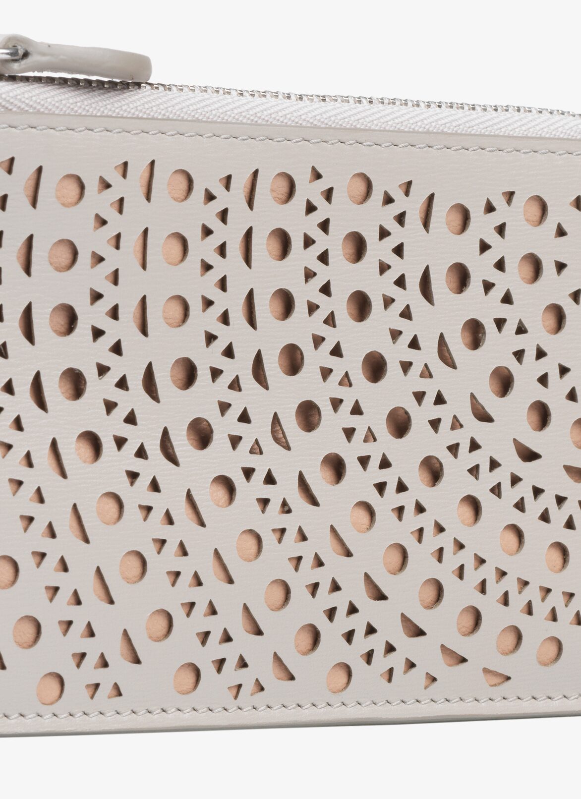 ZIPPED OPENWORK LEATHER CARDHOLDER
 ALAÏA PERLE/SANDY ZIPPED OPENWORK LEATHER CARDHOLDER